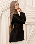 Black Taffeta Peplum Tunic