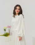 Ivory Balloon Top & Maxi Skirt Set