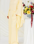 Butter Yellow Chiffon Cape Tunic Set (3 pcs)- Final Sale