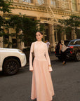Crepe Blush Asymmetric Draped Dress