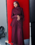 Burgundy Pleated Chiffon Skirt - Final Sale
