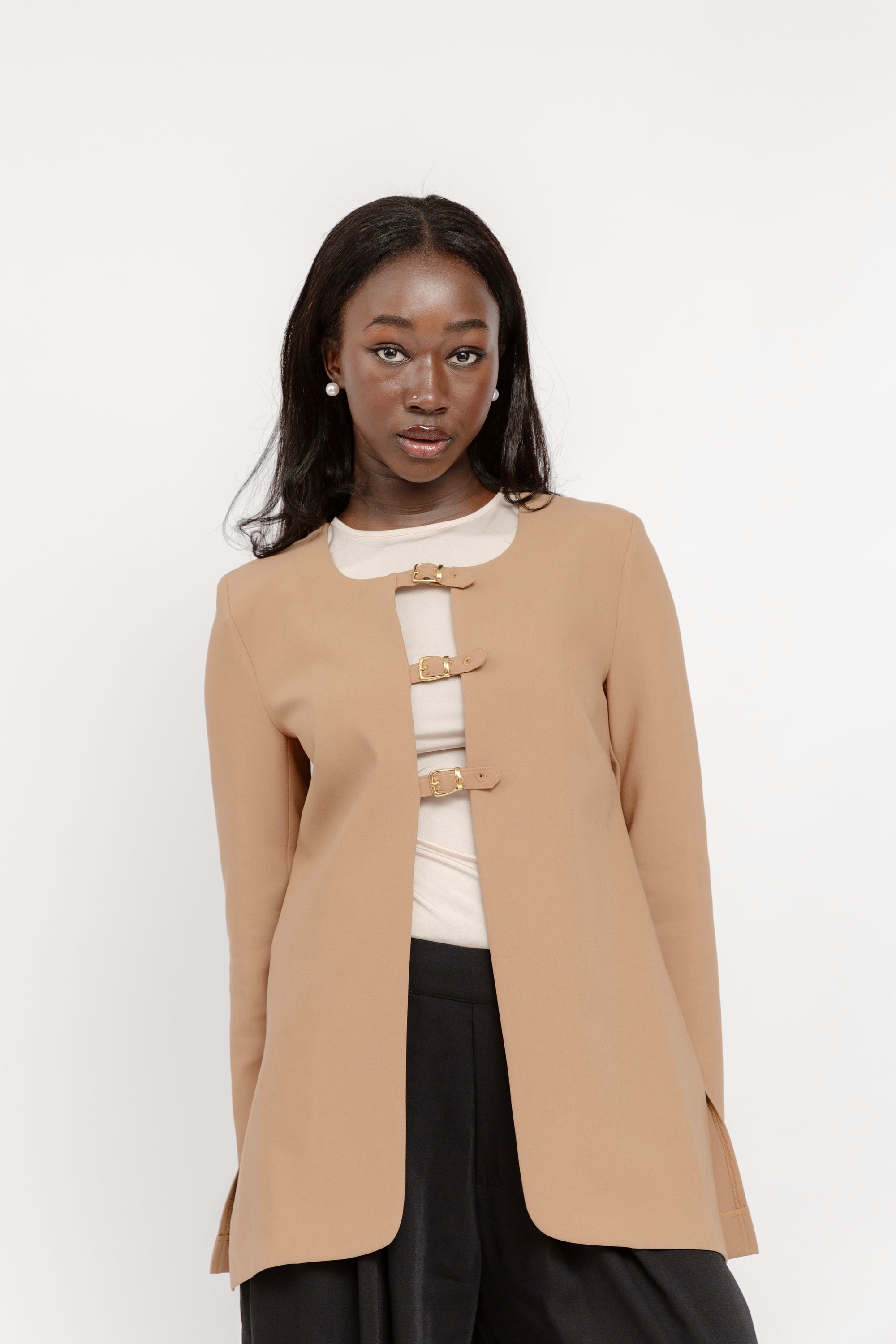 Camel Buckled Blazer Tunic *ships 11/10