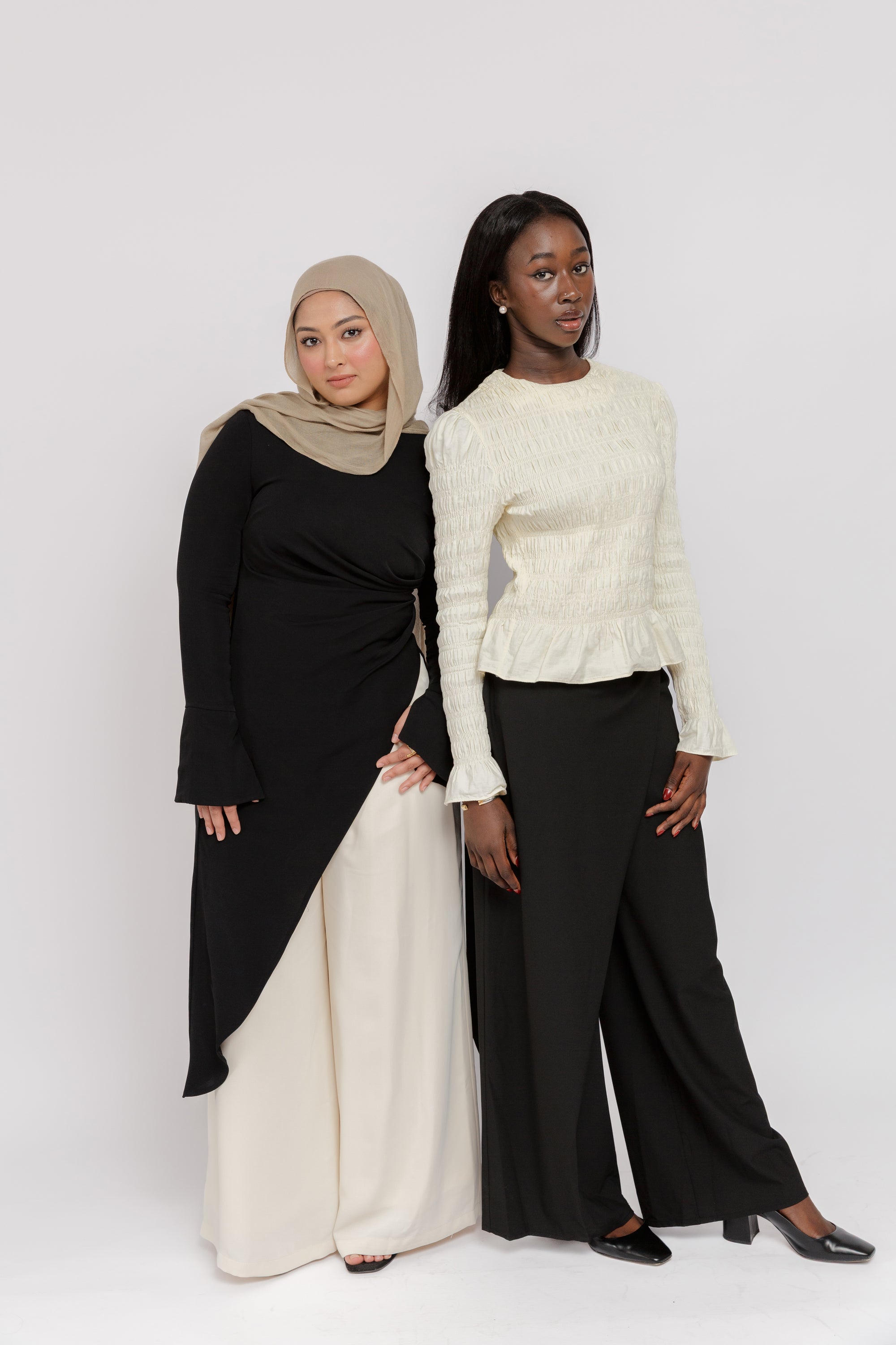 Black Asymmetric Slit Tunic