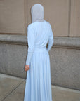 Baby Blue Batwing Jersey Maxi Dress