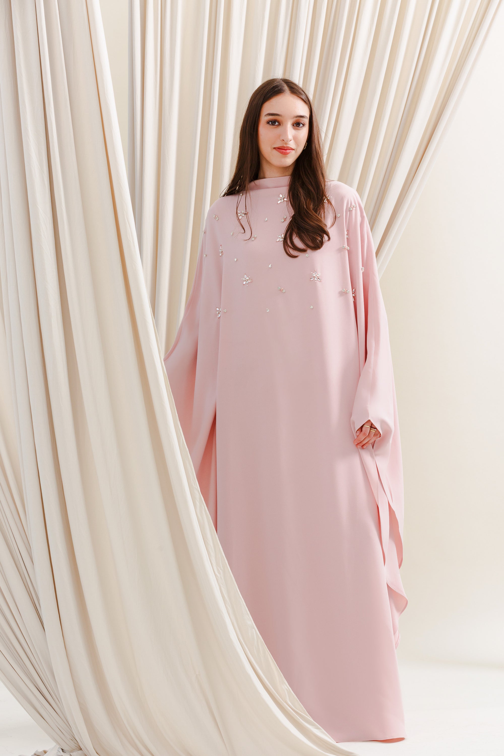 Orchid Pink Beaded Kaftan Gown- Final Sale