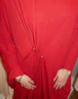 Red Draped Hardware Kaftan