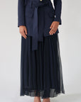 Navy Pleated Chiffon Skirt - Final Sale