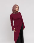 Burgundy Asymmetric Slit Tunic