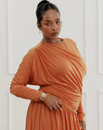 Orange Batwing Jersey Maxi Dress