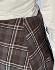Brown Plaid Flare Skirt