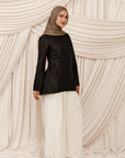 Black Taffeta Peplum Tunic
