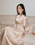 Vanilla Gold Embellished Satin Peplum Set