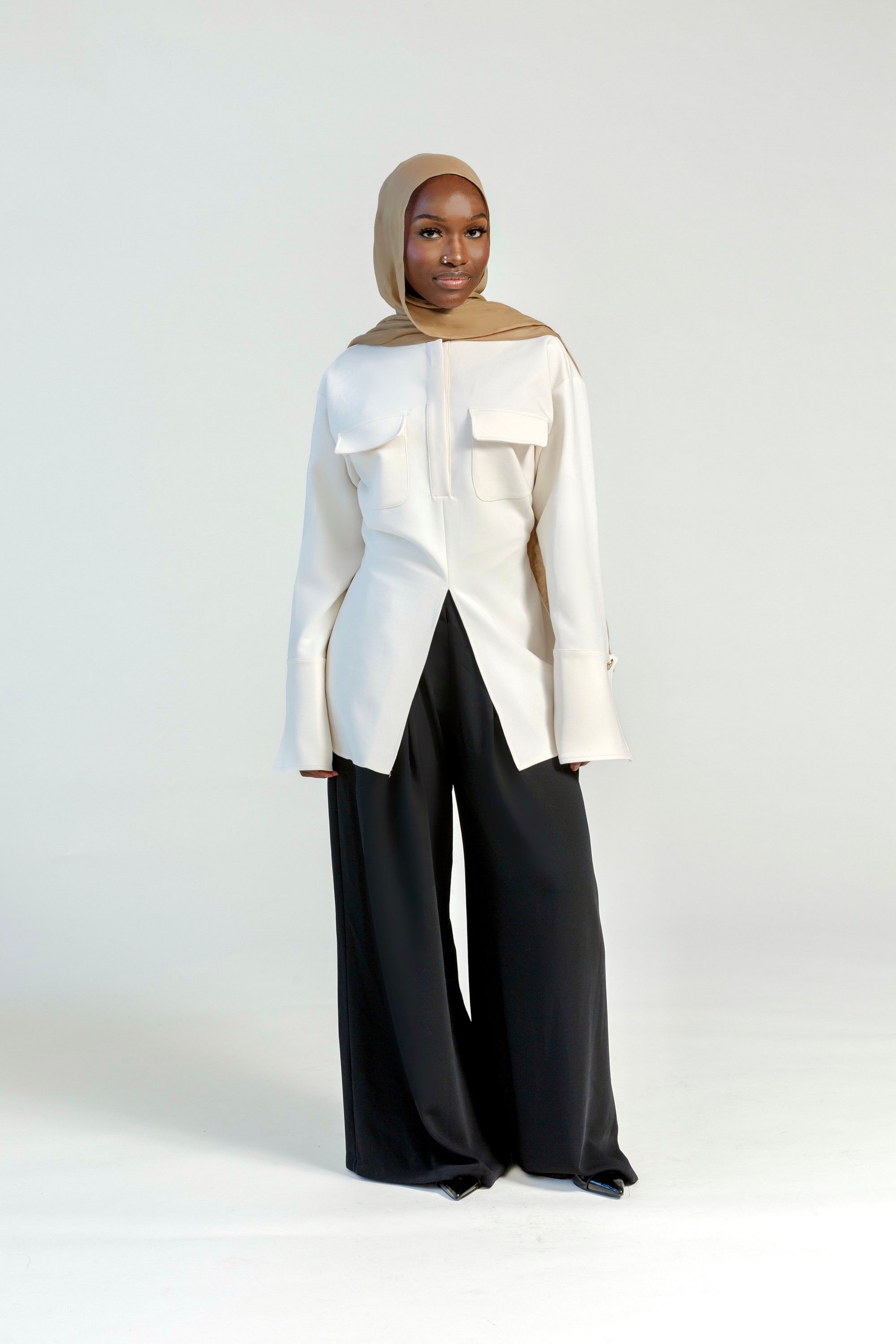 Cream Utility Slit Tunic