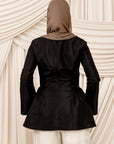 Black Taffeta Peplum Tunic
