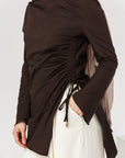 Dark Espresso Cotton Ruched Tunic