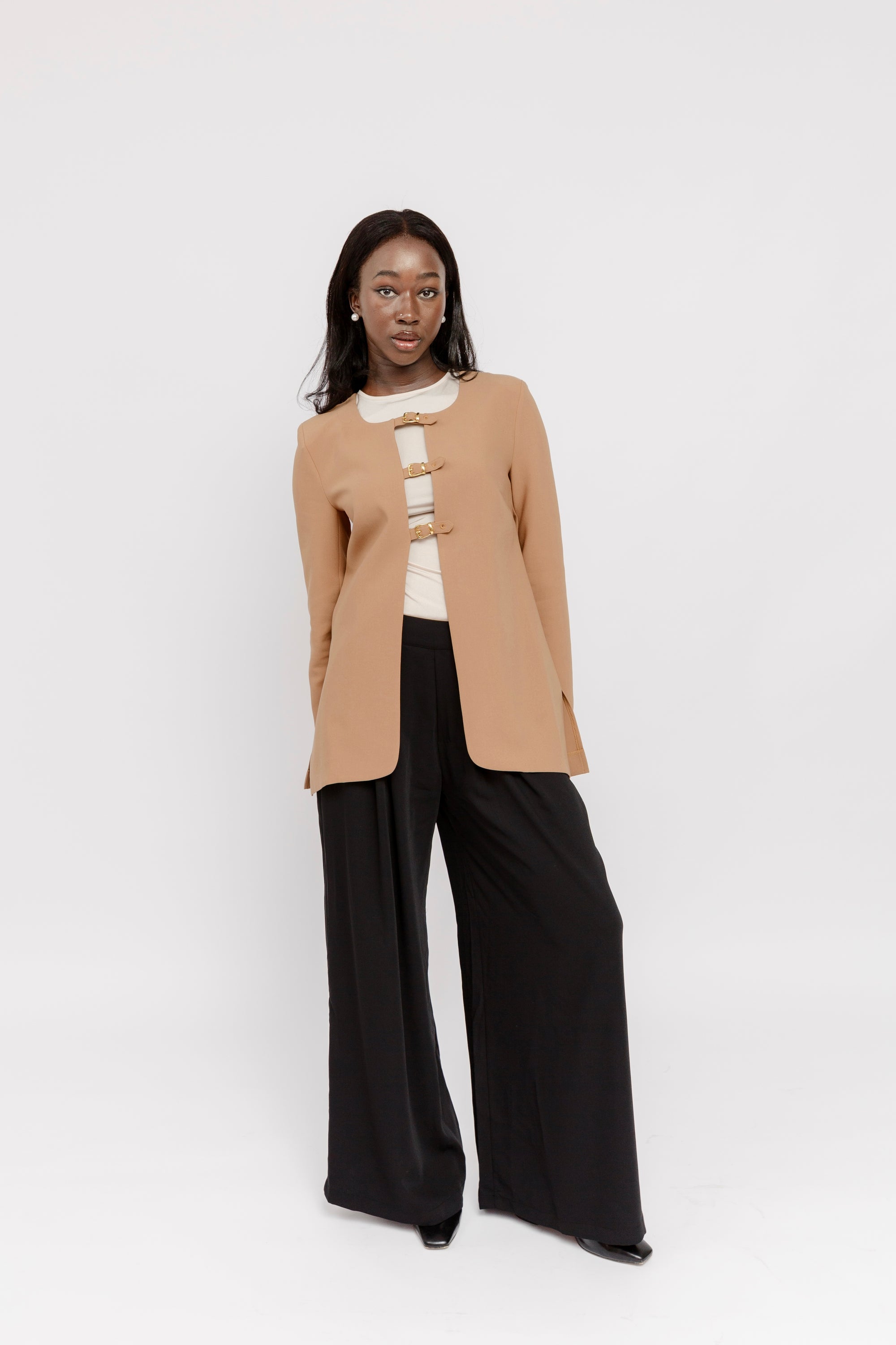 Camel Buckled Blazer Tunic *ships 11/10