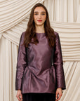 Mauve Purple Taffeta Peplum Tunic