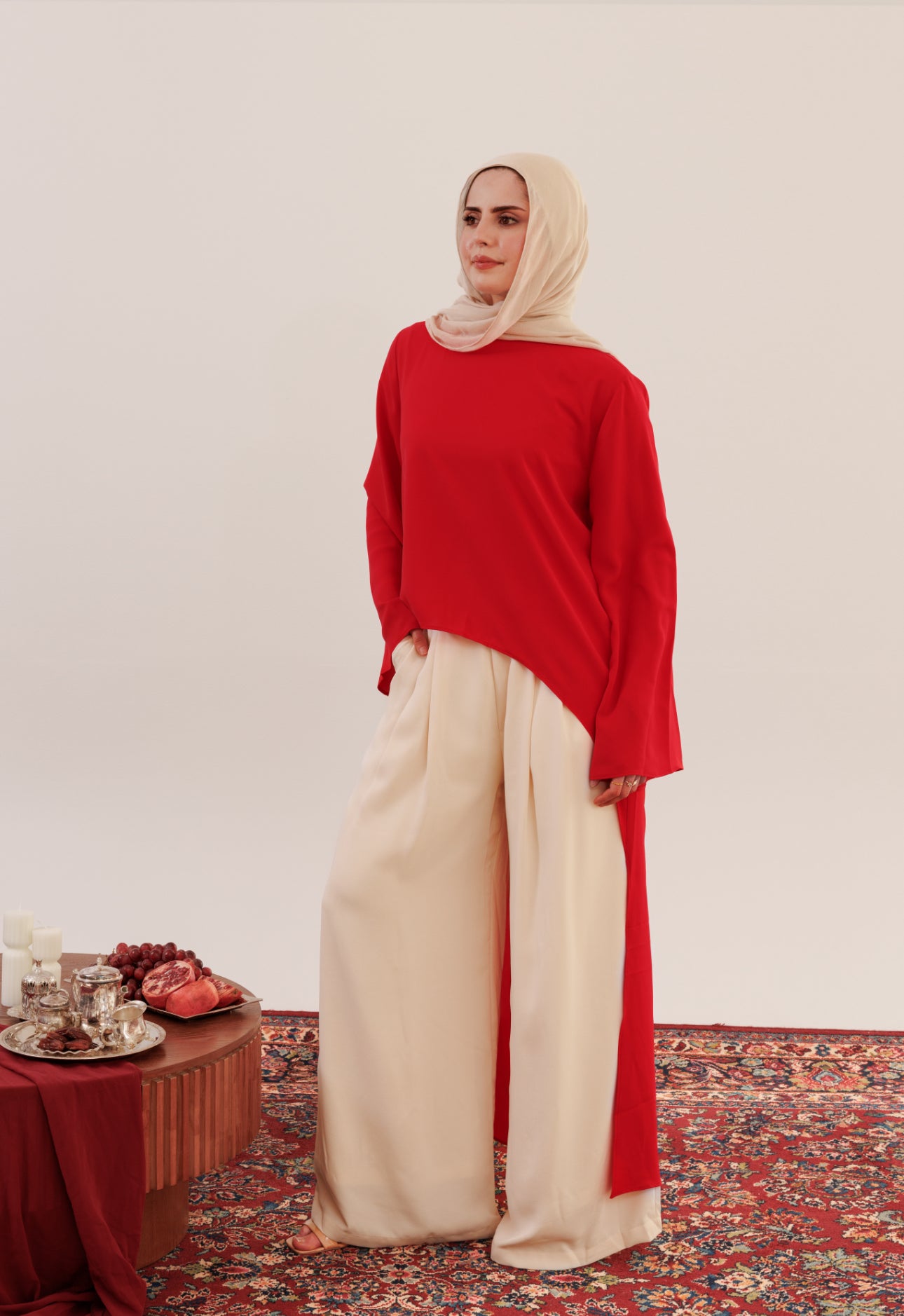 Crimson Red High-Low Tunic  Summer Evenings