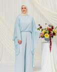 Sky Blue Chiffon Cape Tunic Set (3 pcs)- Final Sale