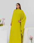 Lime Beaded Kaftan Gown- Final Sale