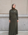 Dark Moss Batwing Jersey Maxi Dress