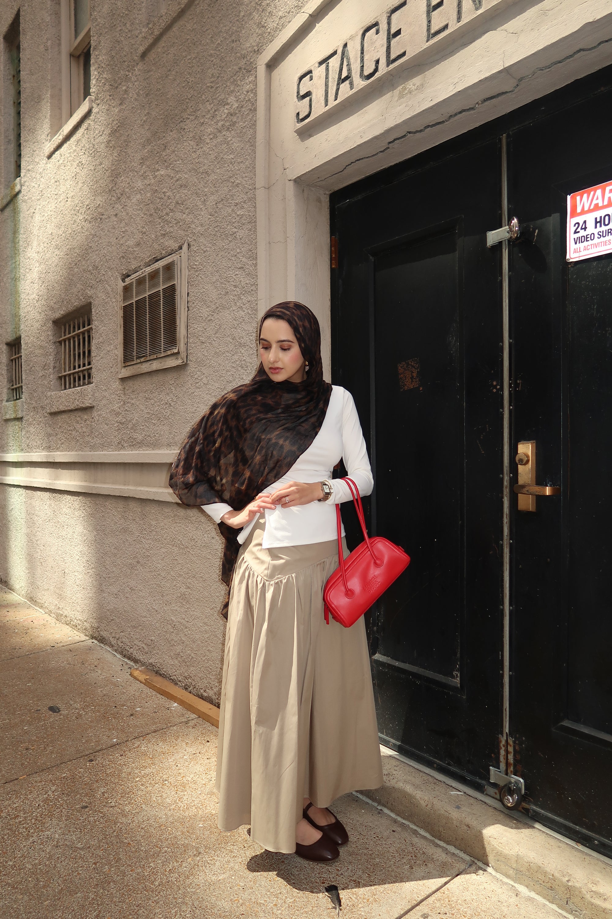 Khaki Cotton Low Waisted Skirt