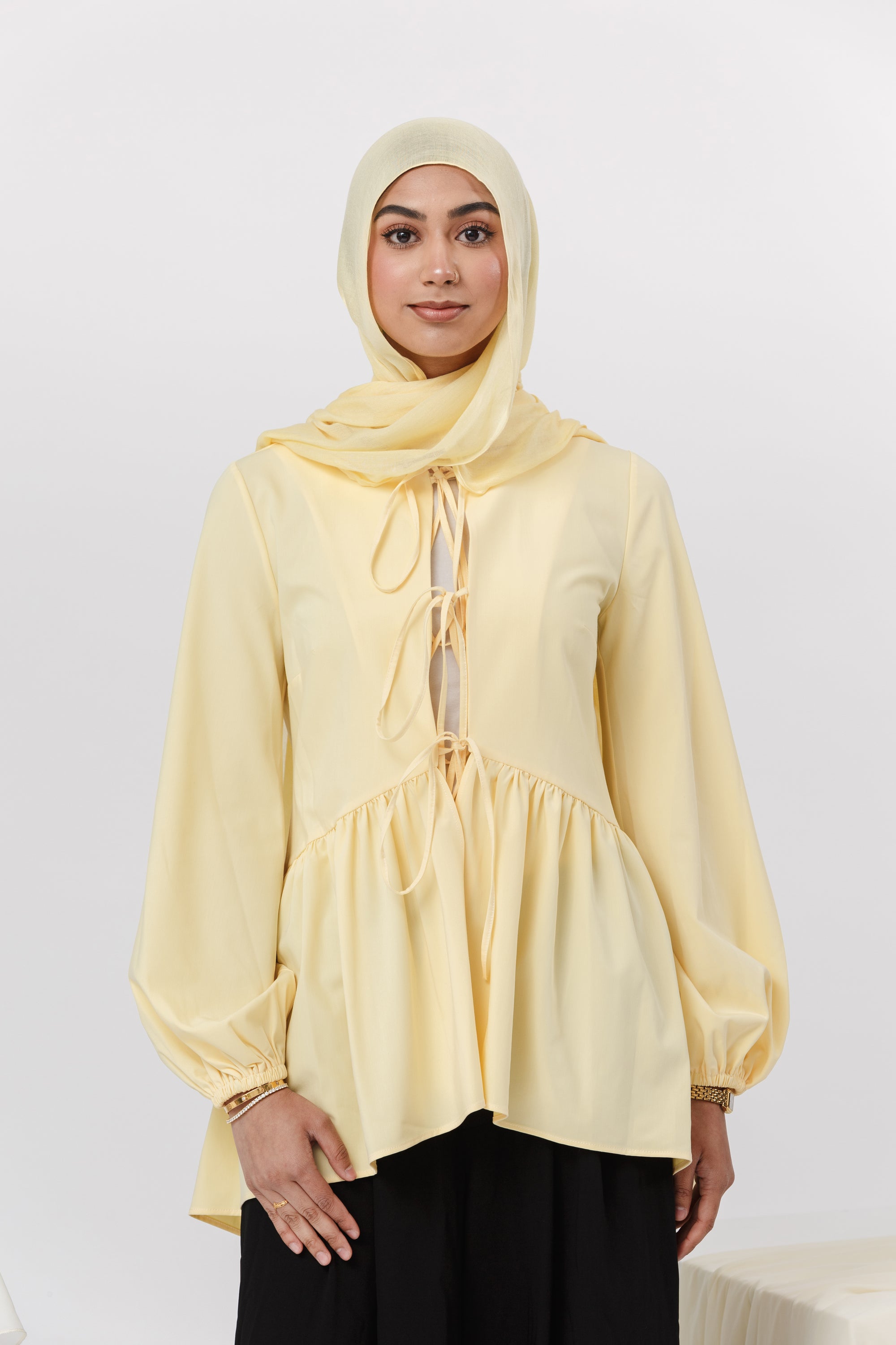 Butter Yellow Bow Tie Tunic