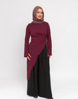 Burgundy Asymmetric Slit Tunic