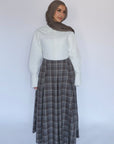 Brown Plaid Flare Skirt