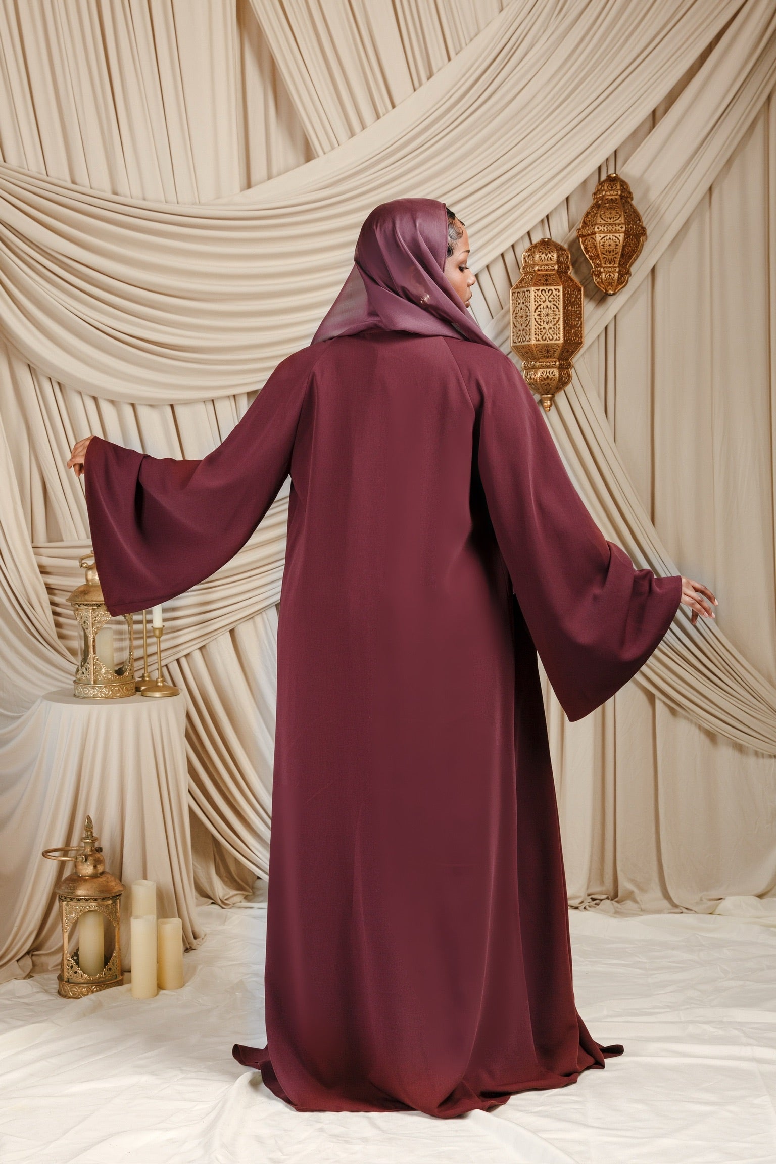 Plum Low Waisted Abaya Set (2 pcs)- Final Sale
