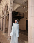 Sky Blue Chiffon Cape Tunic Set (3 pcs)- Final Sale