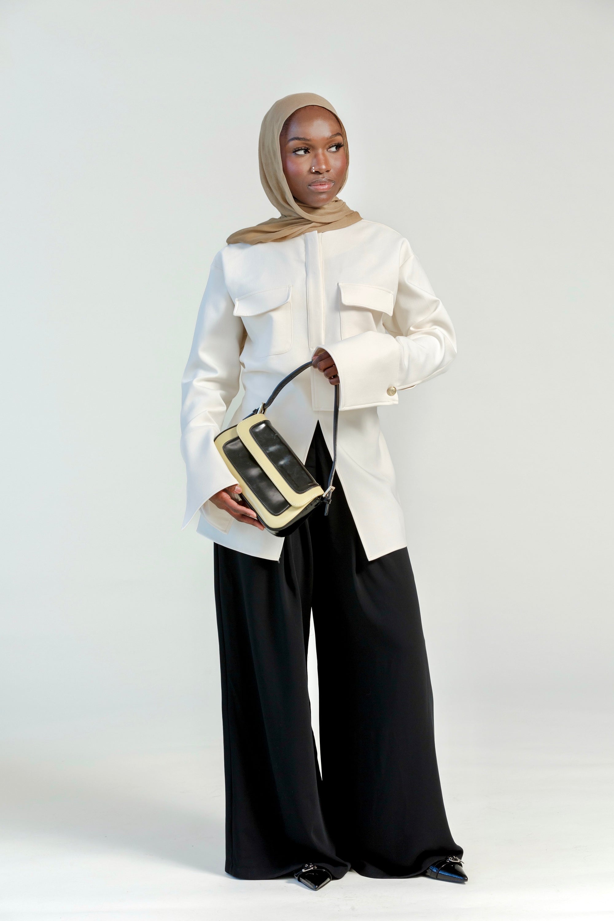Cream Utility Slit Tunic