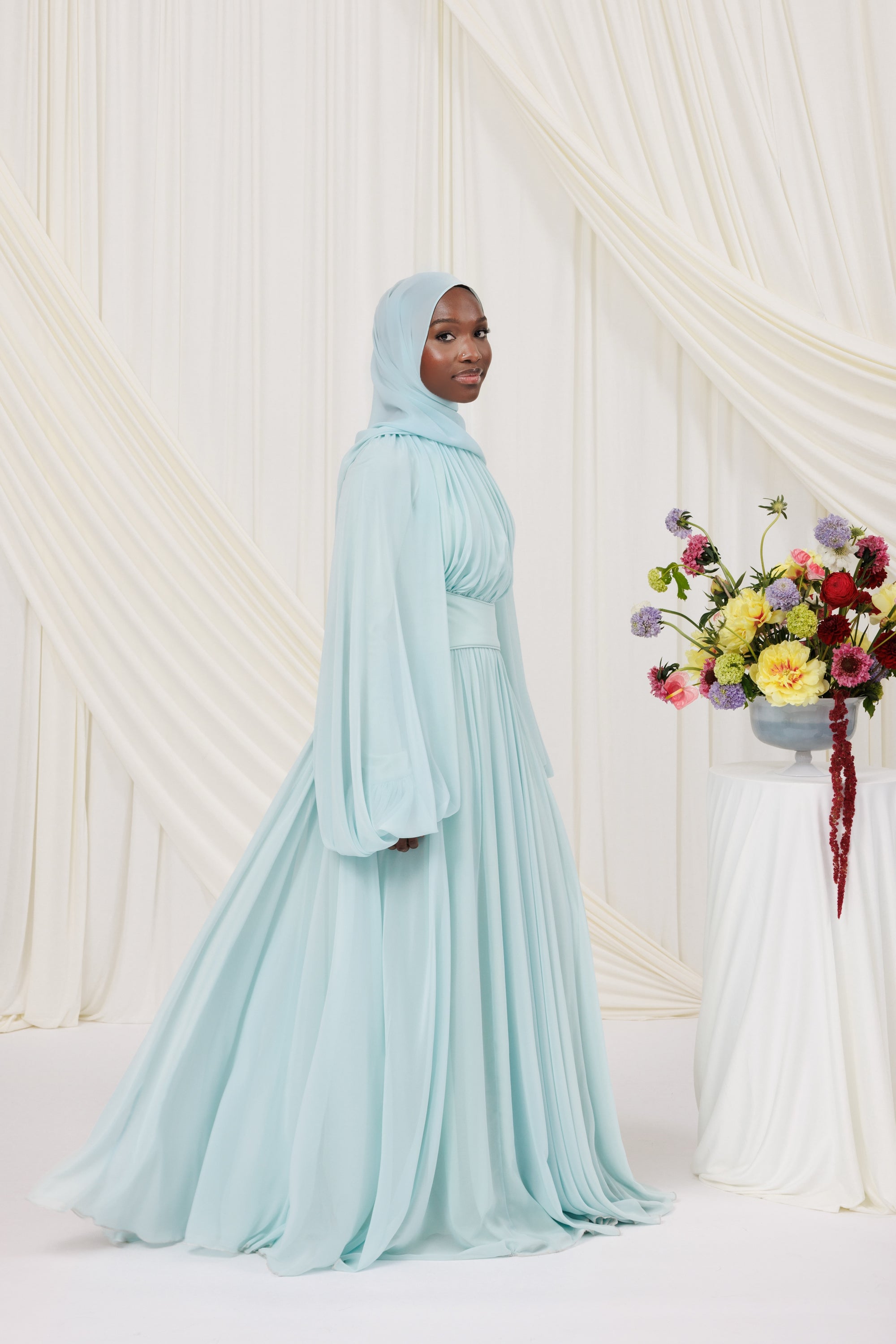 Icy Mint Structured Belt Gown