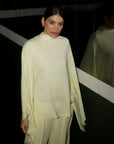 Butter Yellow Chiffon Cape Tunic Set (3 pcs)