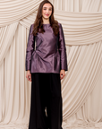 Mauve Purple Taffeta Peplum Tunic