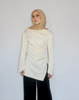 Cream Satin Ruched Tunic