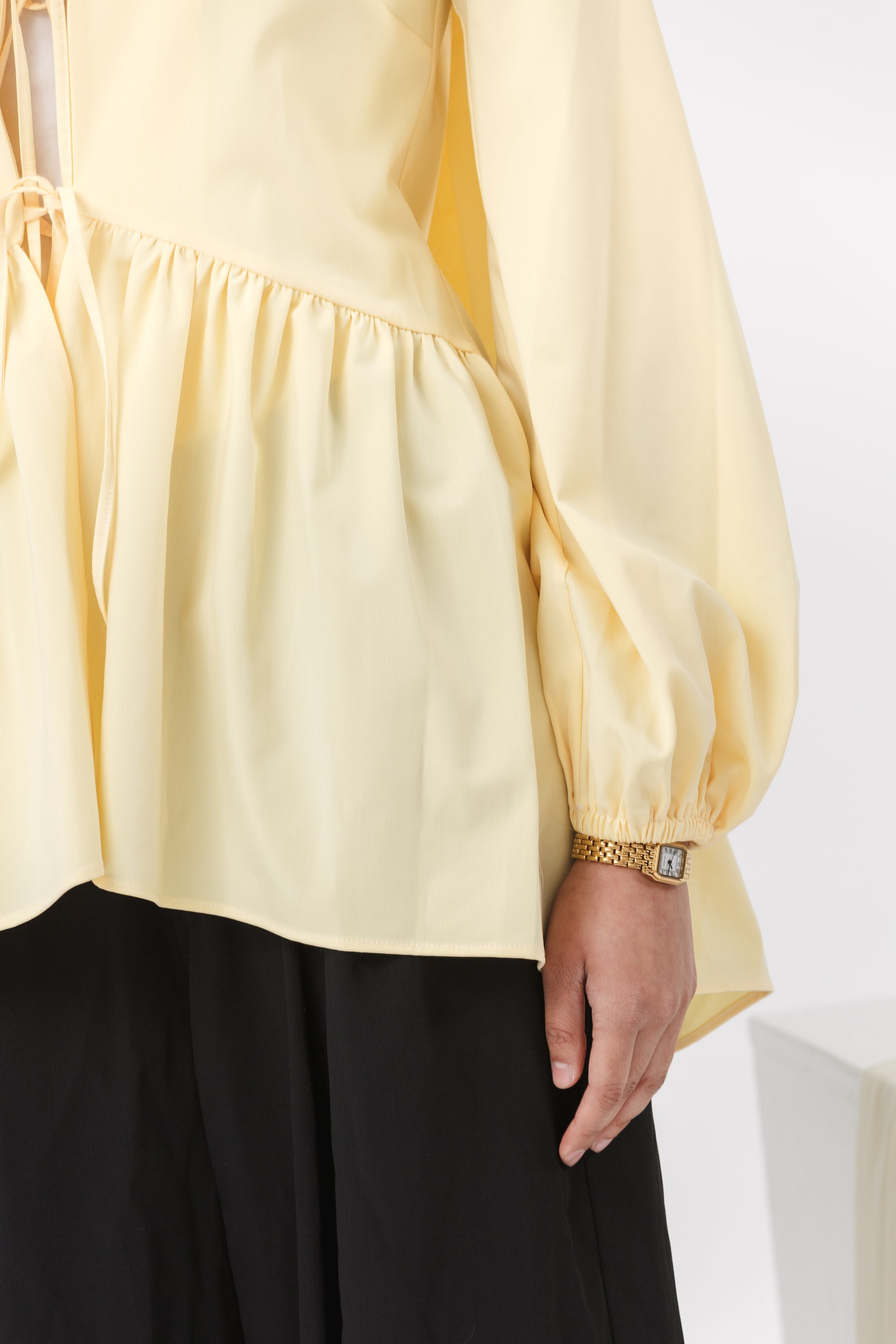 Butter Yellow Bow Tie Tunic