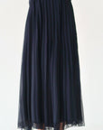 Navy Pleated Chiffon Skirt - Final Sale