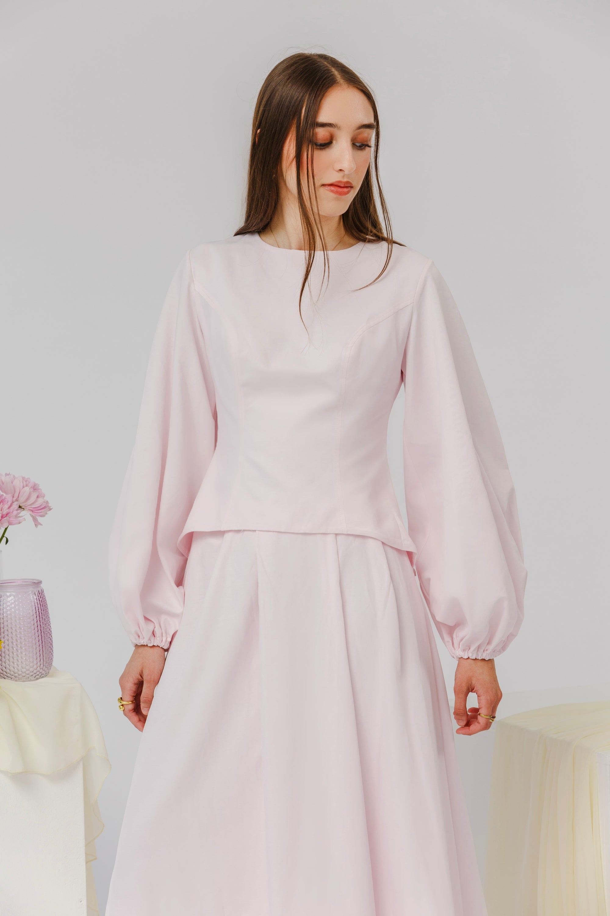 Orchid Pink Balloon Top & Maxi Skirt Set- Final Sale