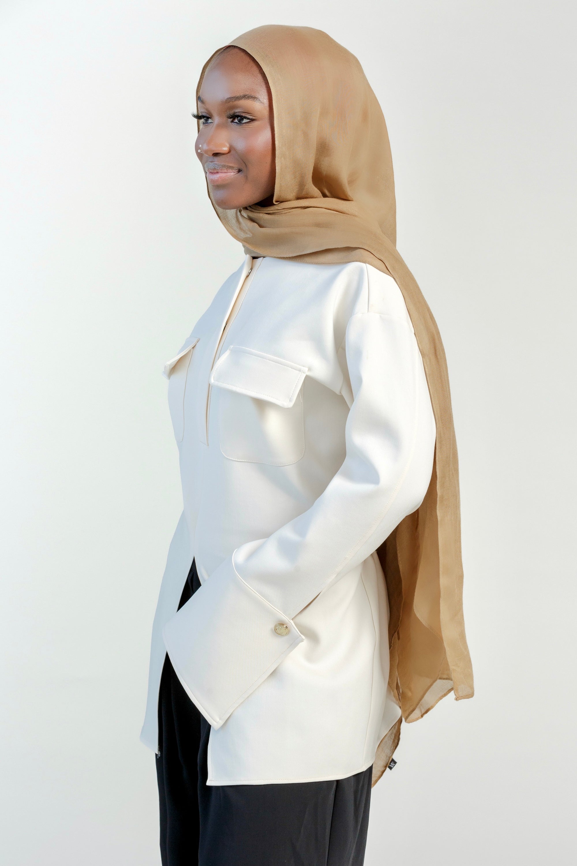 Cream Utility Slit Tunic