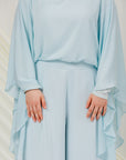 Sky Blue Chiffon Cape Tunic Set (3 pcs)- Final Sale