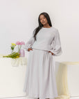 Light Gray Balloon Top & Maxi Skirt Set