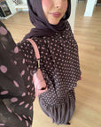 Brown & Pink Polkadot Low Waisted Skirt Set