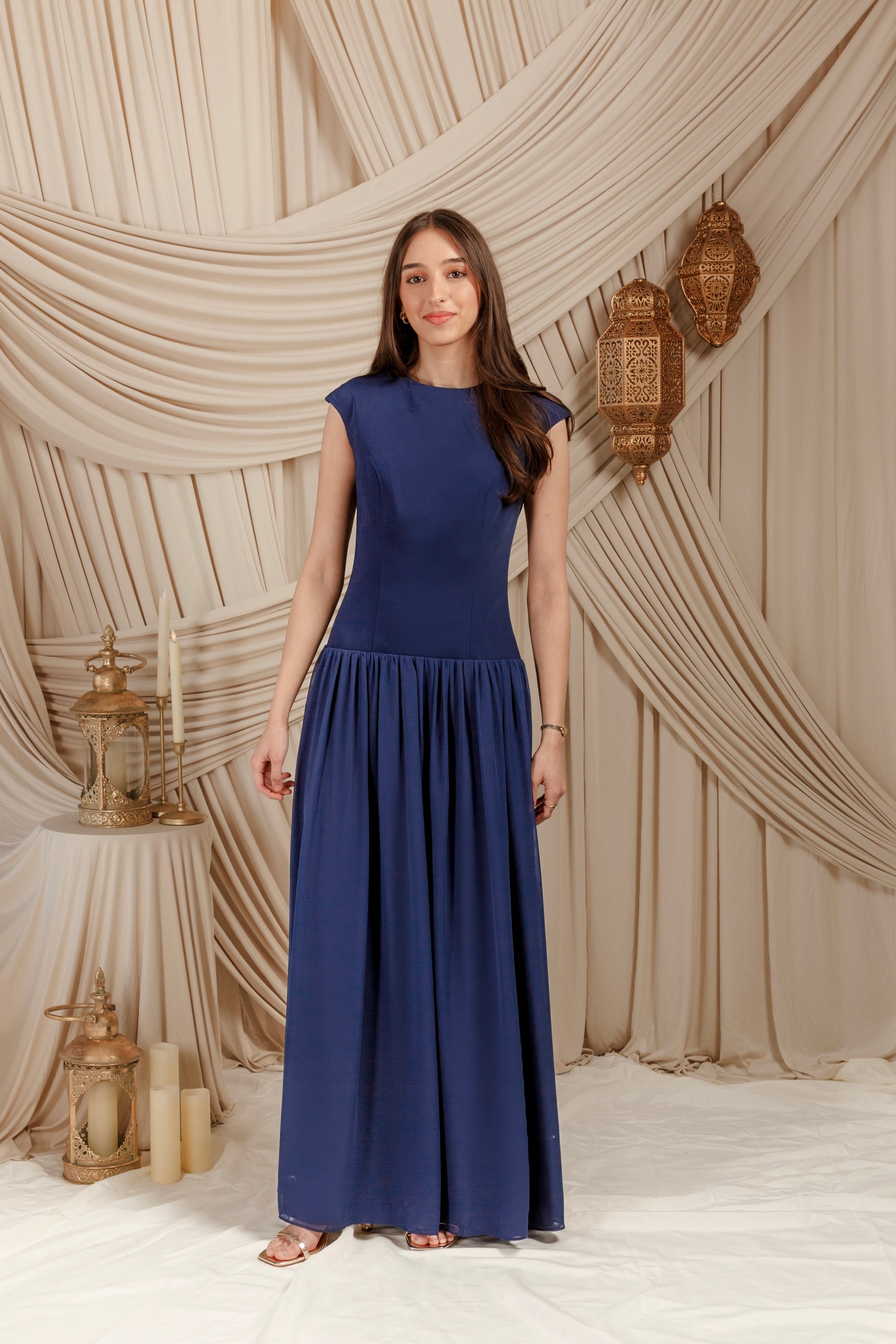 Midnight Navy Low Waisted Abaya Set (2 pcs) - Final Sale