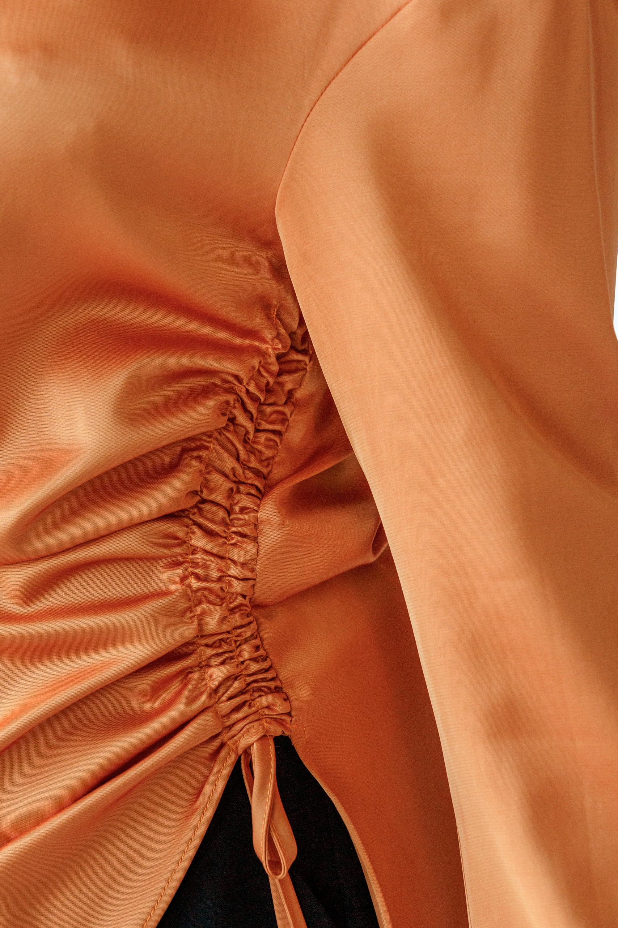Burnt Orange Satin Ruched Tunic