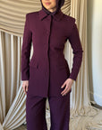 Plum Peplum Buttoned Blazer