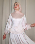 Blush Pink Embellished Satin Peplum Set
