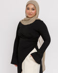 Black Asymmetric Slit Tunic