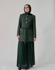 Hunter Green Pleated Chiffon Skirt - Final Sale