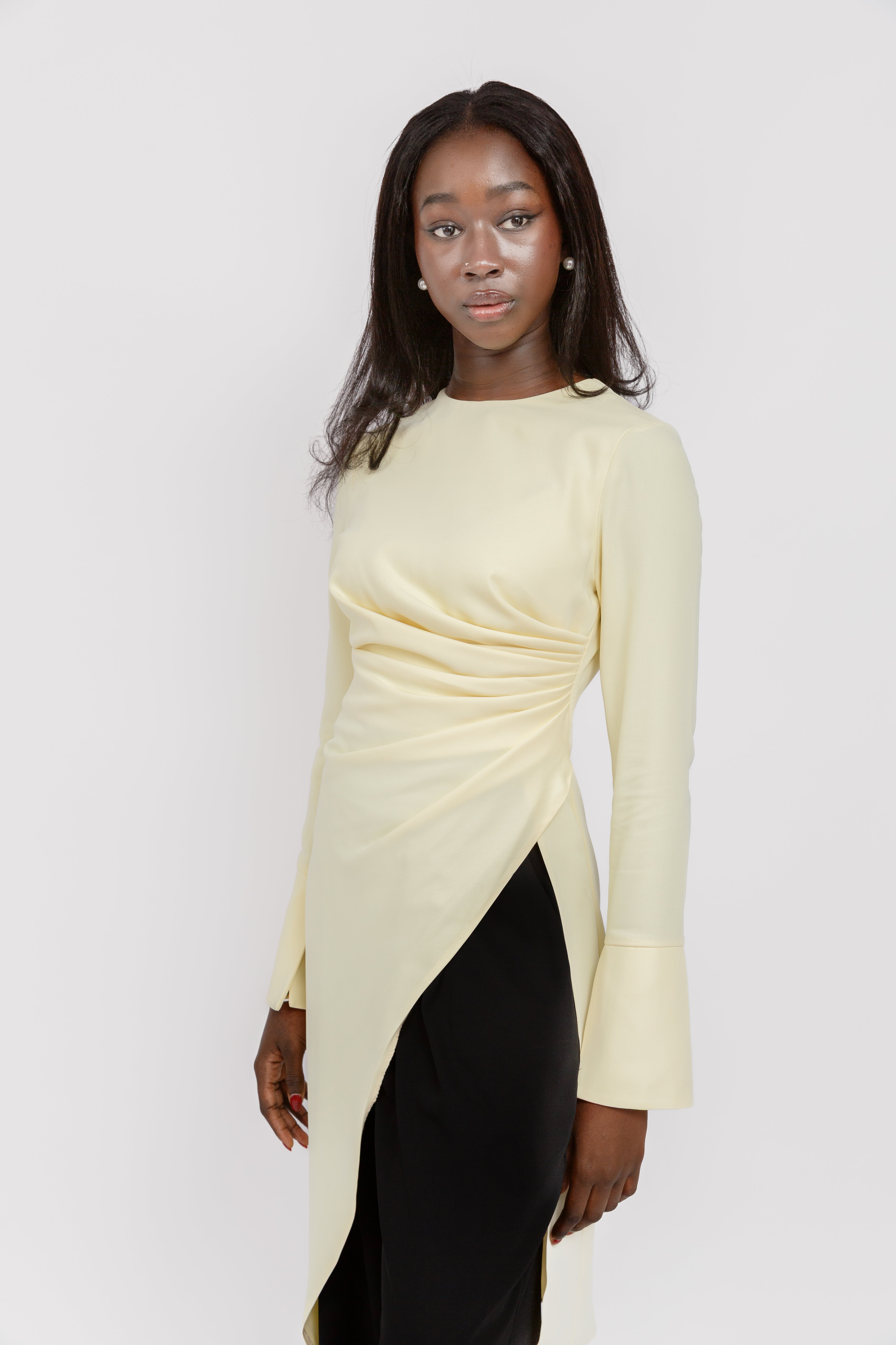 Butter Yellow Asymmetric Slit Tunic – Summer Evenings